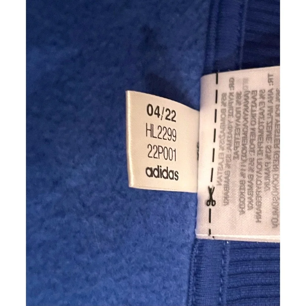 Adidas Crewneck Sweatshirt Mens 2XL Blue Excellent HL2299‎ Graphic Logo Fleece